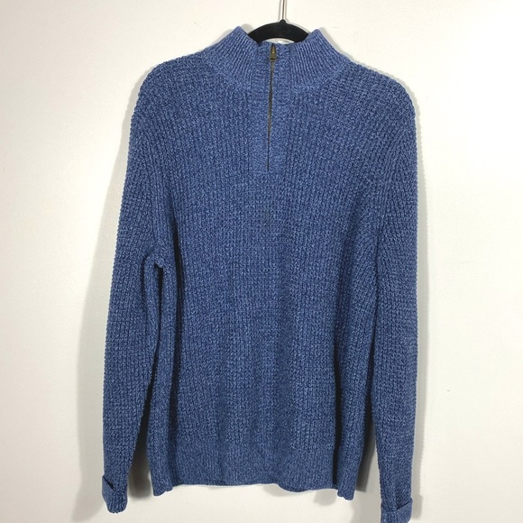 L.L. Bean Men's 100% Organic Cotton Waffle Knit Sweater, Quarter Zip size Large - Picture 6 of 12